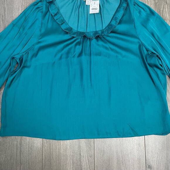 J Crew Long Sleeve Ruffleneck Plus Chic Sleek Top US Women's 2X New - Picture 3 of 6